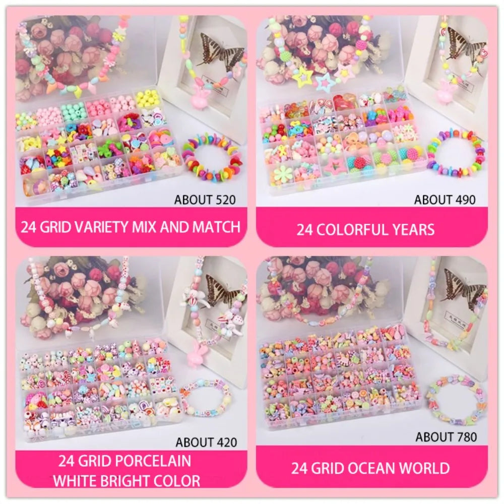 Arts Crafts DIY Handmade Beaded Kit Toy DIY Toy Jewelry Set DIY Making Beads Kit Toy Kawaii Creative