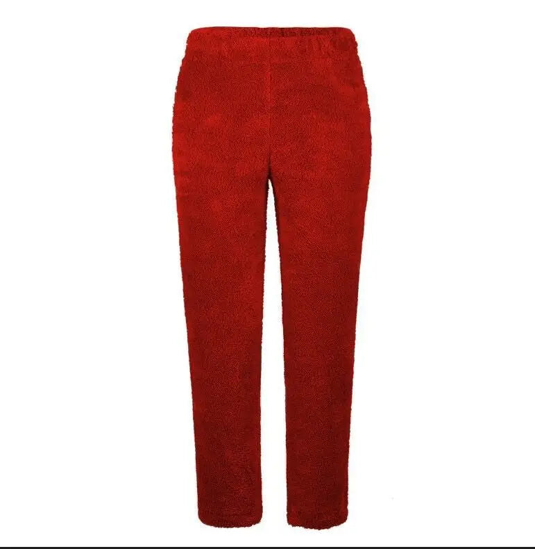 Autumn Winter New Women's Clothing Solid Color Loose Elastic Waist Plush Trousers