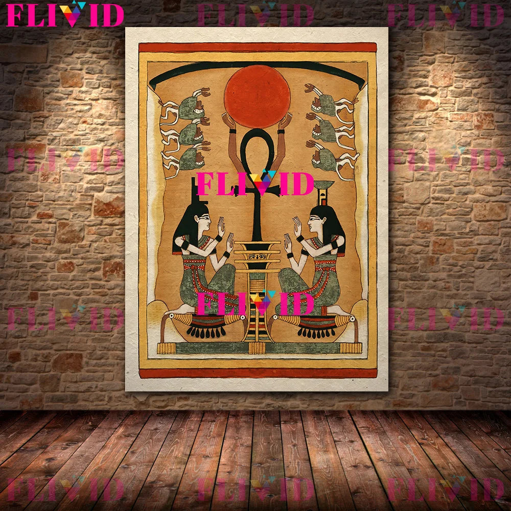 Ancient Egyptian Art Poster Print,Scarab,Anubis,Sekhmet,Horus Falcon,Ancient Gods Wall Art Canvas Painting,Home Decor Unframed