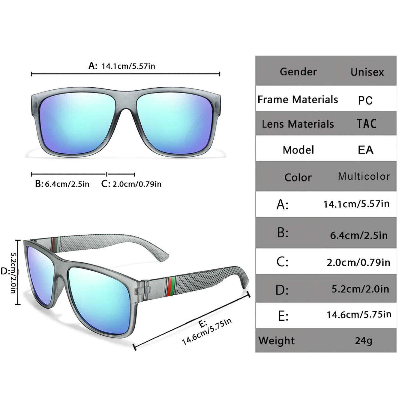 Classic Men Square Polarized Fishing Sunglasses Outdoor Driving Cycling Running Goggles Vintage Large Frame UV400