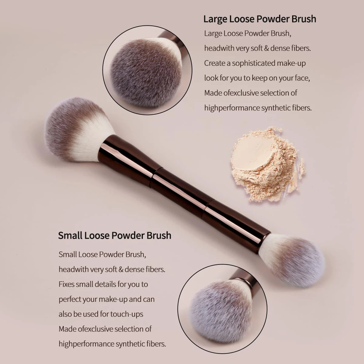 15 PCS Makeup Brushes Double-ended Makeup Brush Set Double Sided Angled/Round Top Brush Foundation Contour Blending Eyebrow Eyes