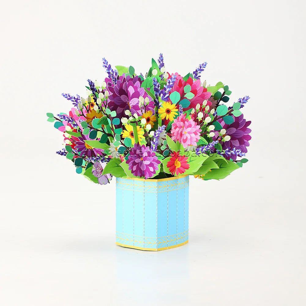 3D Pop-Up Greeting Cards, Exquisite Floral Bouquet Pop-Up Cards, Wreath/Floral Window Pop-Up Cards, Perfect for Parties and Gift