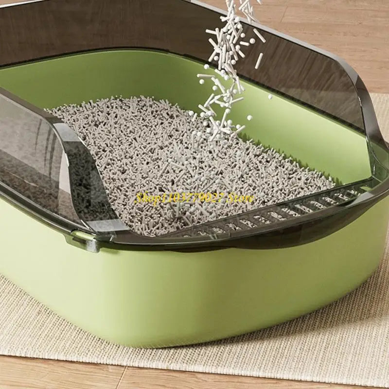 C4DF Semi Covered Pet Toilet Easy to Clean Plastic Litter Tray for Home Use