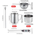 5Pcs 400ml/800ml Wax Melting Pot Candle Making Set 600ml Scale Measuring Cup Long Handle Split Charging Mixing Spoon Thermometer