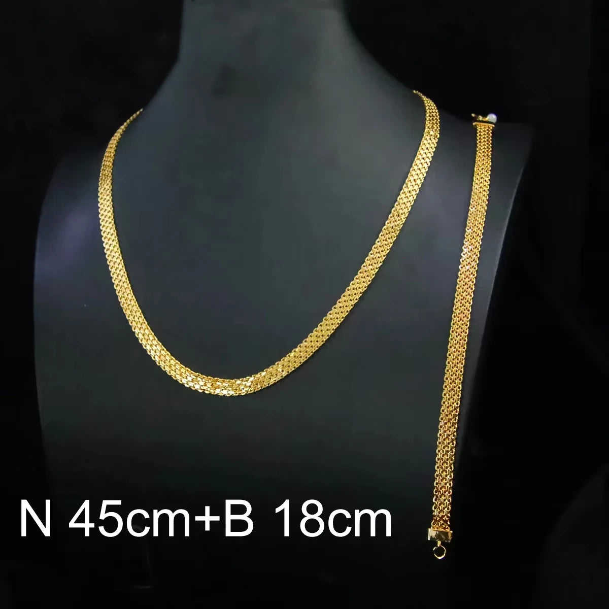 Ethiopia 24k Gold Plated Bridal Jewelry Set Width 10mm Traditional Moroccan Wedding Necklace Bracelet Arabian Women Party Gifts