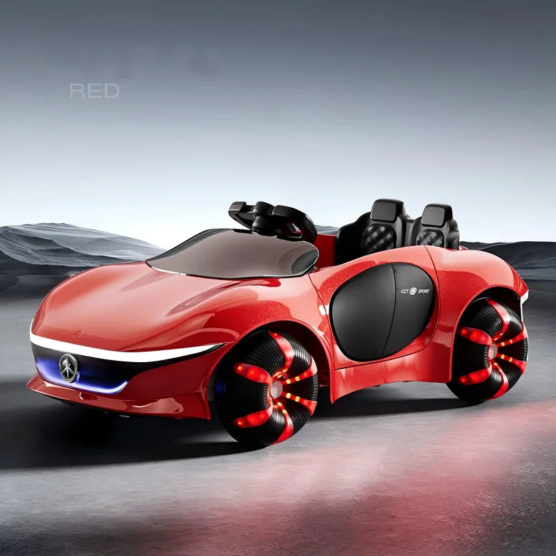 Electric Ride On Car 4WD with Remote Control - Battery Powered Toy Vehicle with Doors LED Lights Music