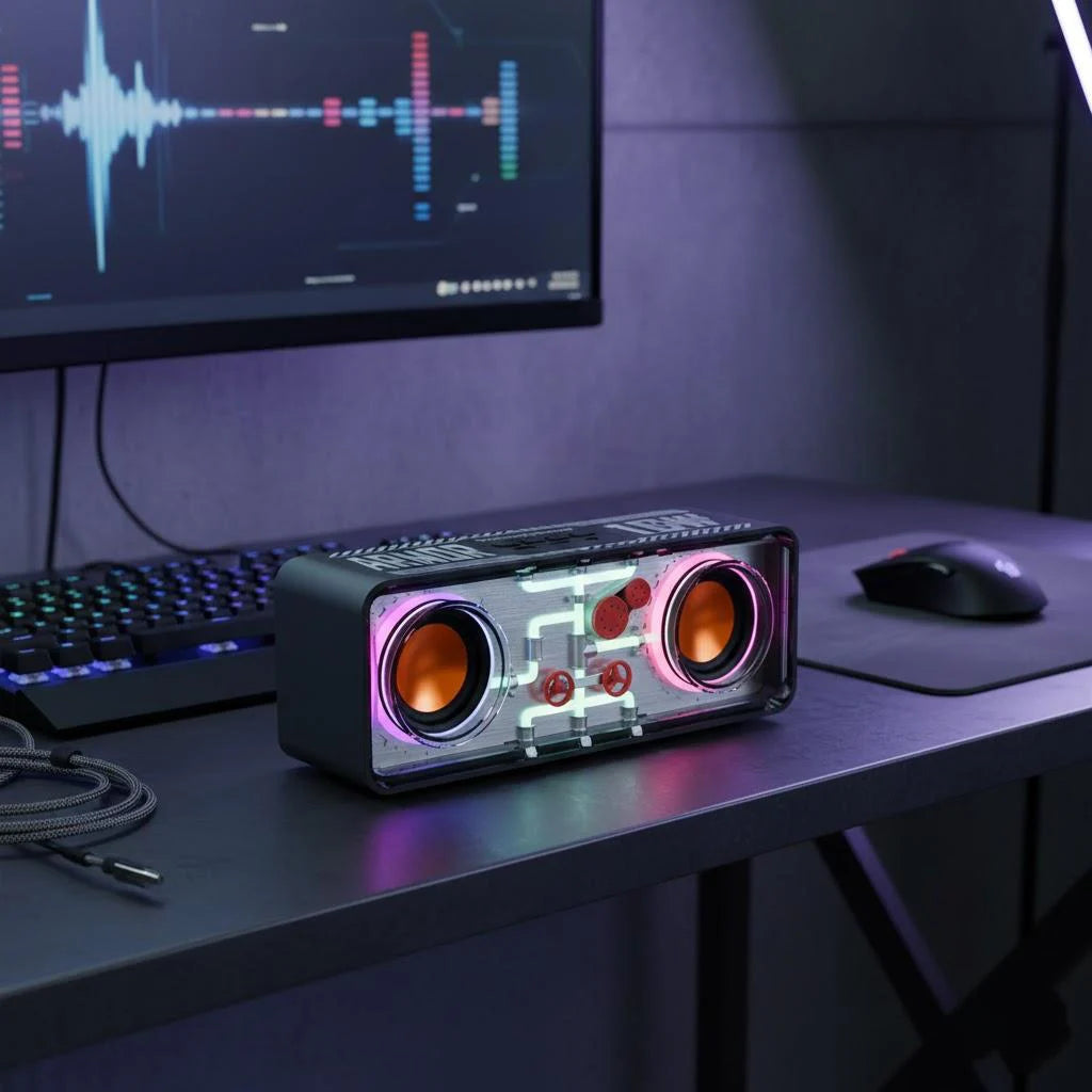 Colorful Portable Bluetooth Speaker Wireless Stereo TWS Transparent Crystal LED Music Player with TF Card