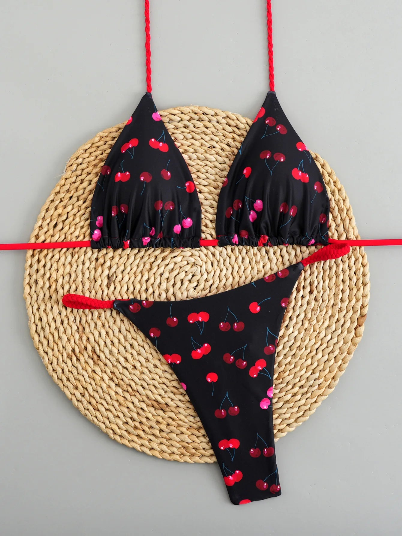 2026 New Bikinis Women Swimsuit Sexy Swimwear Halter Bikini Set Lace-up Biquine Brasileiro Thong Print Beachwear Party Wear