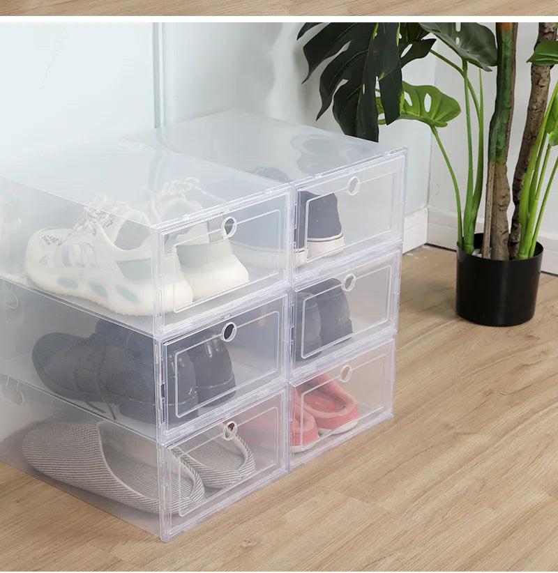 6pcs/Set High Transparent Shoe Storage Boxes - Antioxidant, Dustproof Organizer for Slippers & Sneakers, Ideal for Shoe Cabinet