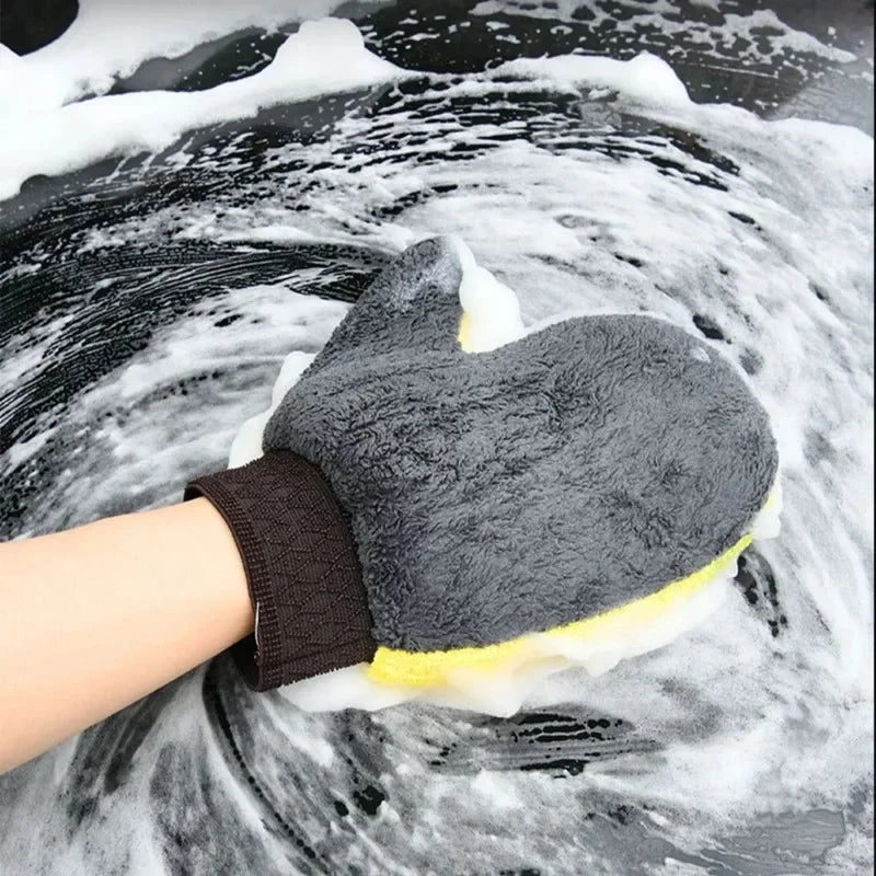 Car Washing Gloves Microfiber Coral Velvet Strong Water Absorption Body Cleaning Glove Double Sided Thickened Duster Clean Tools