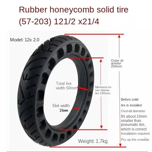Electric vehicle 12  1/ 2x2 1/ 4 62-203 solid tire honeycomb 57-203 non pneumatic electric  bicycle