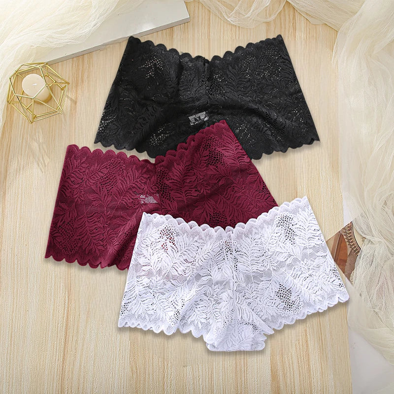 3pcs Women's Sexy Lace Bras for Women With Floral Edges seduction seamless briefs Exquisite Underwear  Comfort Underpants