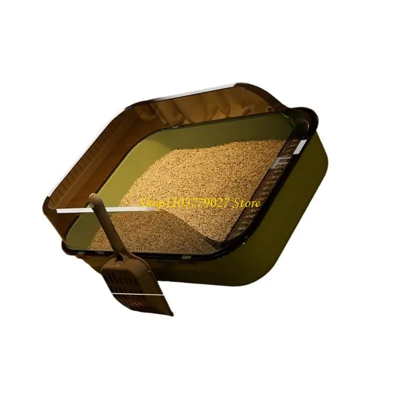 C4DF Semi Covered Pet Toilet Easy to Clean Plastic Litter Tray for Home Use