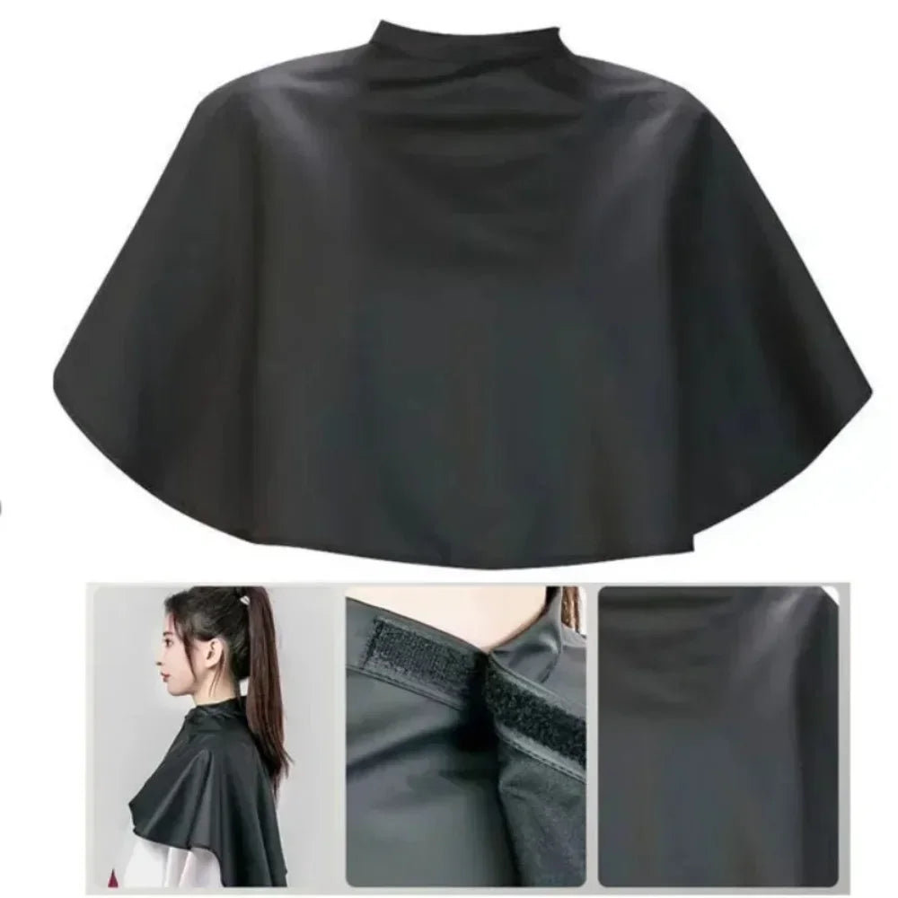 Black Short Square Hairdressing Cape – Professional Salon Barber Hair Cutting Wrap & Dyeing Tool