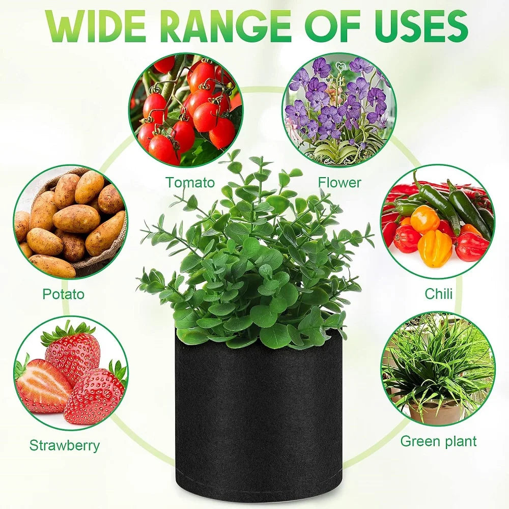 10PCS Fabric Pots Garden Grow Bags 1-2Gallon Round Planting Container Fabric Planter Pot For Plants Nursery Pot
