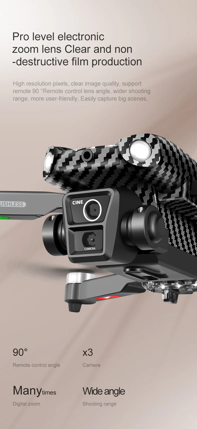 1 Set D3 Drone HD Aerial Photography Brushless Motor Dual Camera Obstacle Avoidance Optical Flow Positioning New Year Present