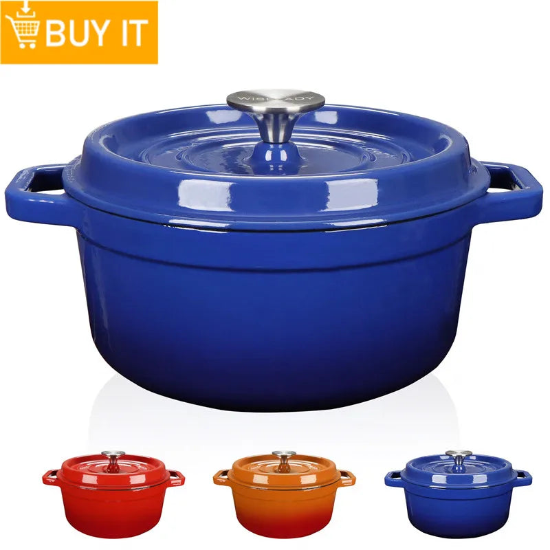 Enameled Cast Iron Frying Pan 20cm Dual Loop Handle Skillet Non Stick Grill Pan For Fried Steak For Oven Stovetop Induction
