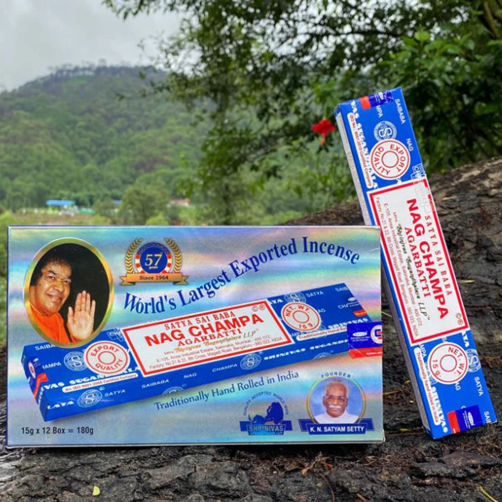 12 boxes, Indian handmade bamboo sticks incense, NAG CHAMPA natural incense, Anti-Odor, meditation, Sleep aid, home fragrance