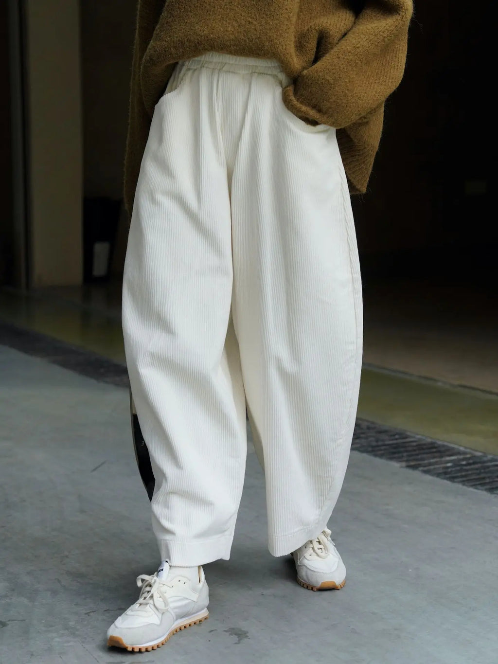 2025 Women Spring Fashion Big Wide Leg Pants Stretch High Waist Corduroy Pants Fashion Clothes 100% Cotton Pants Female Trousers