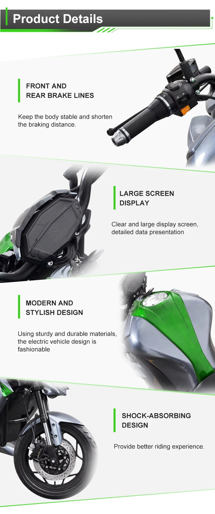 Adult Leisure High Speed Electric Motorcycle Two Wheel 48/60/72 Volt 1000W 1500W 2000W Adult Electric Scooter