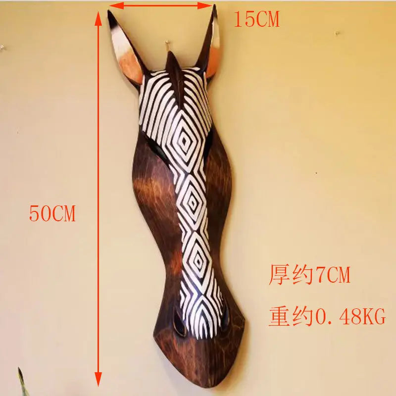 50cm Hand-Painted Vintage Wooden Wall Art  African Animal Murals in American Style Rustic Decor for Coffee Shop Bar Living Room