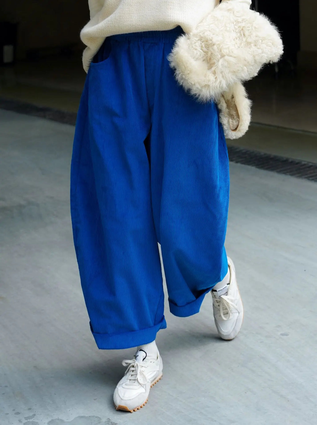 2025 Women Spring Fashion Big Wide Leg Pants Stretch High Waist Corduroy Pants Fashion Clothes 100% Cotton Pants Female Trousers