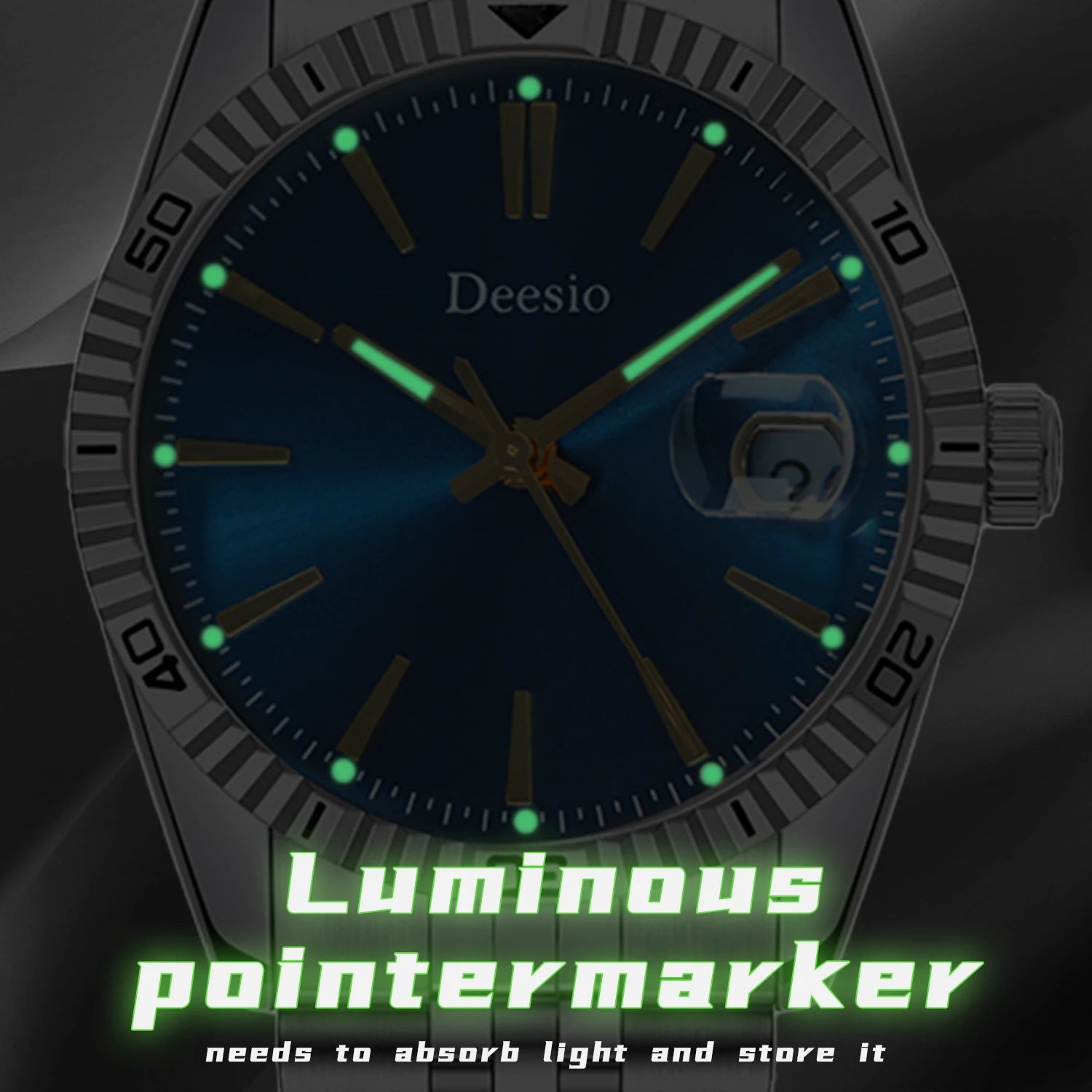 Deesio Automatic Mechanical Watch for Men Luxury Stainless Steel Waterproof Luminous Business Dress Wristwatch Sapphire Glass
