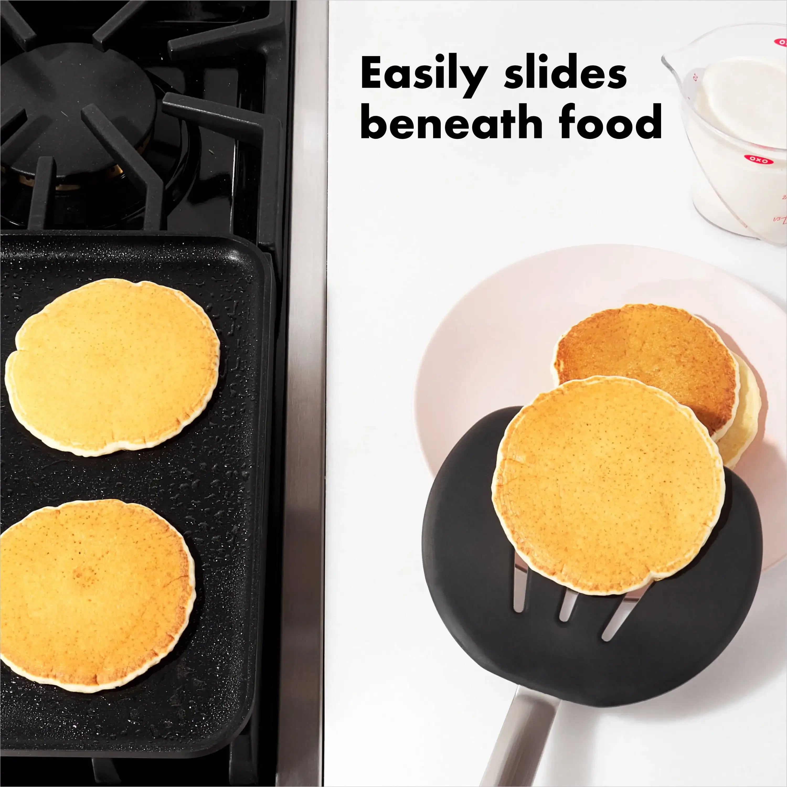 Black Flexible Silicone Spatula Pancake Turner, Heat-Resistant Non-Scratch Kitchen Utensil for Baking