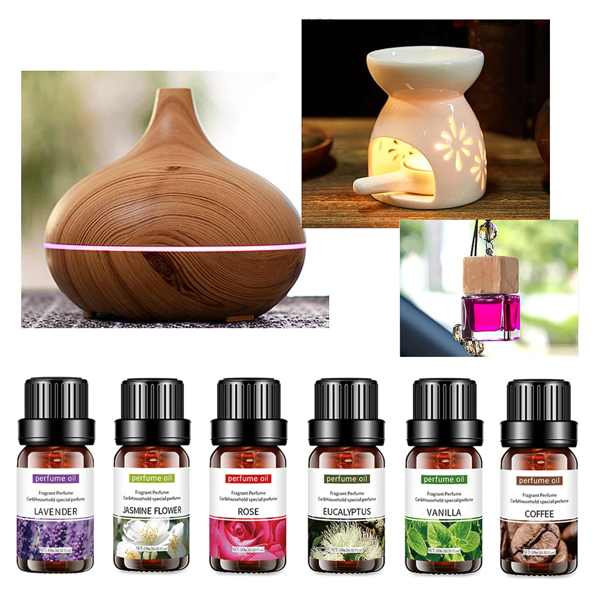6pcs/set 10ml/bottle Essential Oil Natural Plant Water-soluble Aromatherapy Humidifier Indoor Diffuser Massage Oil DIY Candle