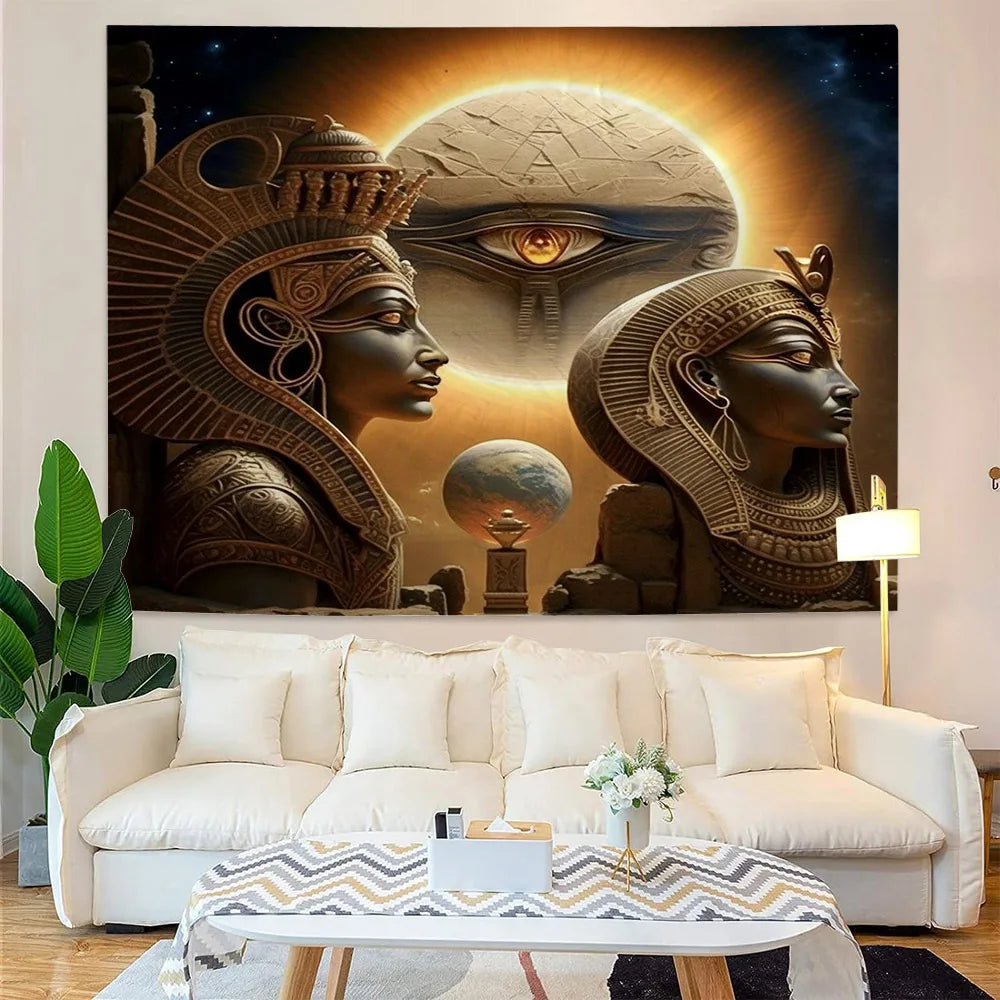 Egyptian Painting Tapestry  Nefertalis Tomb Thebes Wall Hanging Gods of Ancient Egypt Mural for Bedroom Living Room Dorm Decor