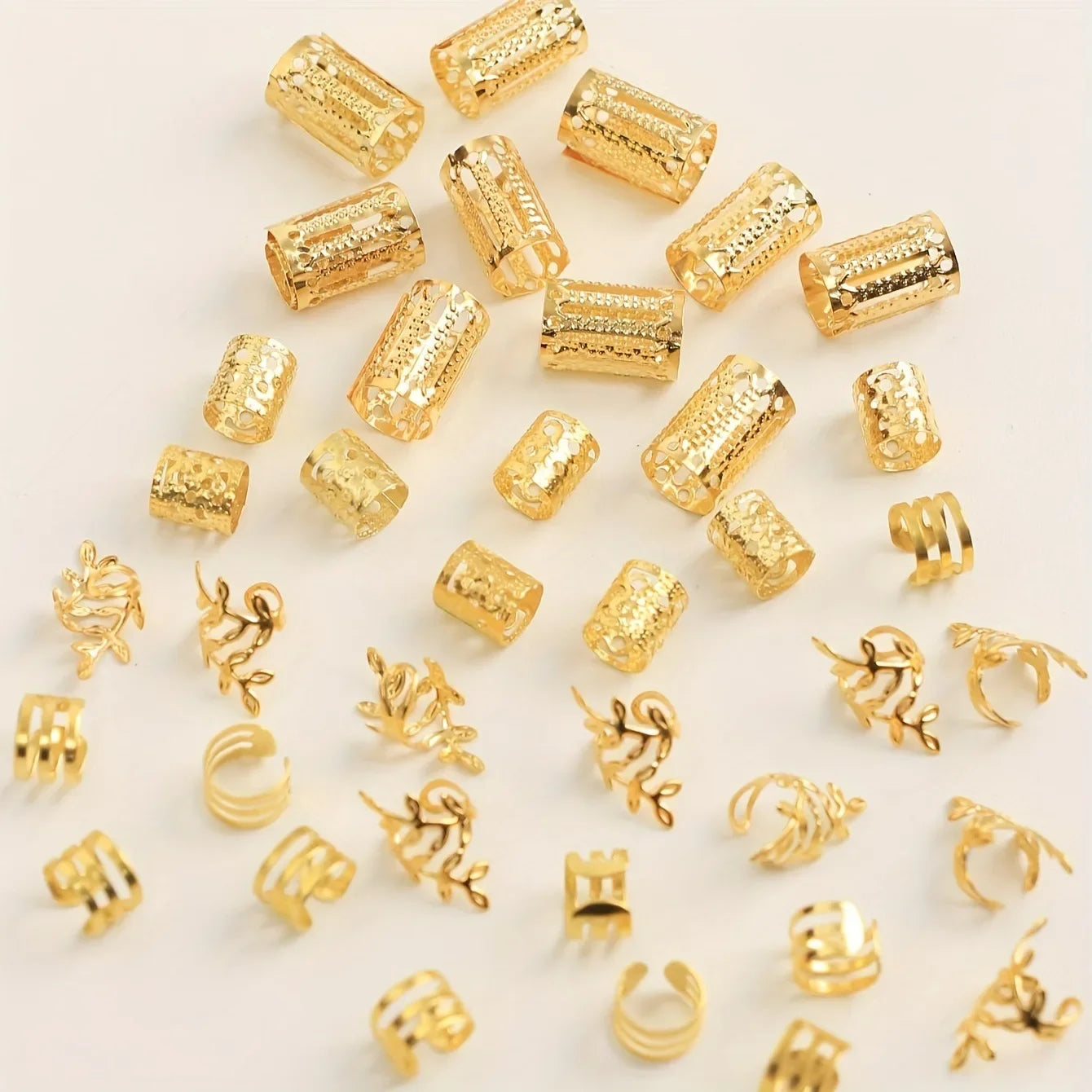 40pcs African Hair Braids mix Hair Braider Metal Hair Rings Beads Cuffs Tubes Charms Hollow Out Dread Decoration Accessories