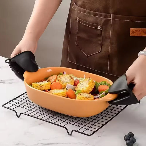 1Pair Oven Mitts Silicone Heat Resistant Pinch Mitts Anti Scalding Non Slip Gloves Clips Pot Holder Cooking Baking Oven Mitts