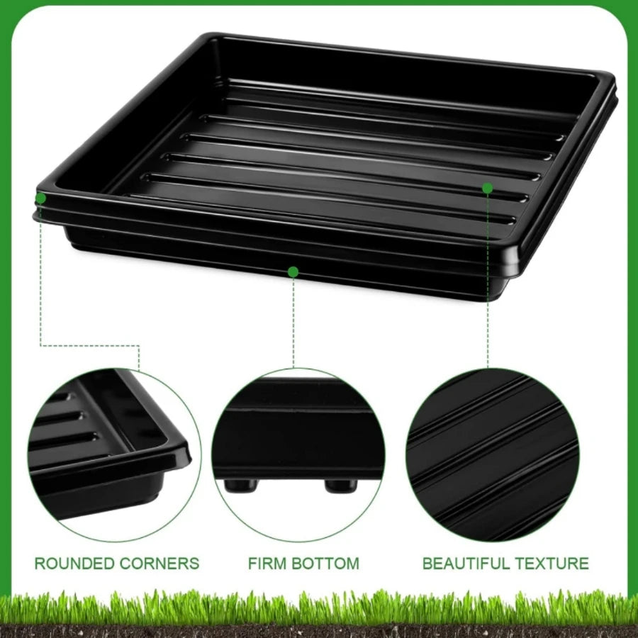6PCS 27x27cm Square Plastic Garden Seed Starter Grow Trays No Drain Holes Plant Seeding Tray Flats for Growing Microgreens Wheat