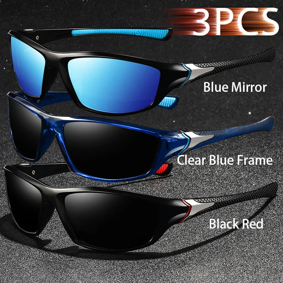 3PCS Fashion Vintage Driving Fishing Cycling Sports Sunglasses Men Women Running Mountaineering Sport Man Sun Glasses UV400