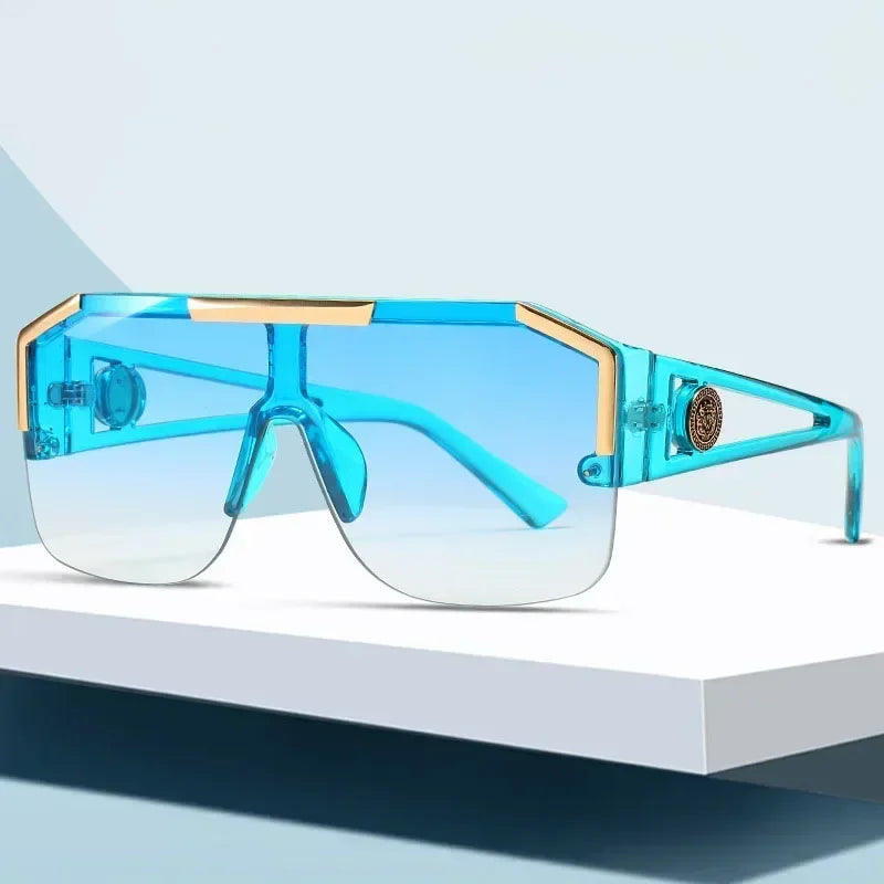 2025 Luxury Big Square Sunglasses Women Brand Designer Retro Blue Sun Glasses For Female Oversized Black Shades Oculos UV400