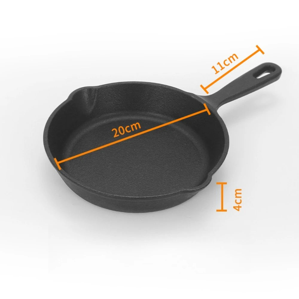 Cast Iron Skillets Round Reusable Frying Pans Griddle Egg Pan Suitable for Indoor Outdoor Stove Grill Home Kitchen Cookware