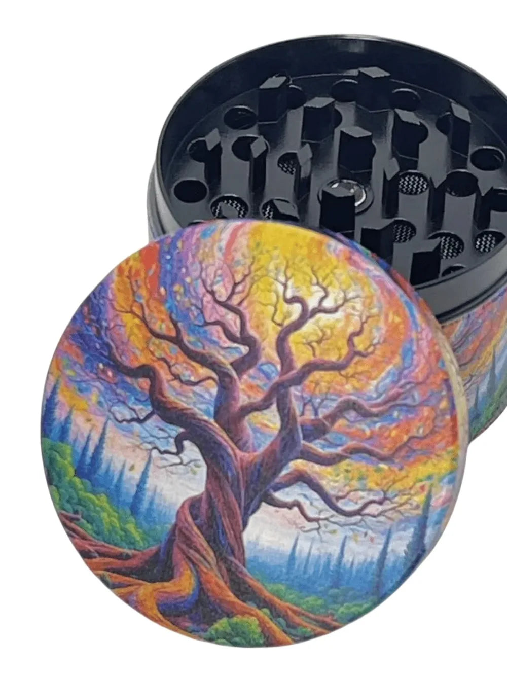 2inch Boho Tree Herb Grinder 4-Layers Metal Pepper Mortar Spice Mill Tobacco Grass Raw Grinder Smoking Accessories Kitchen Tool