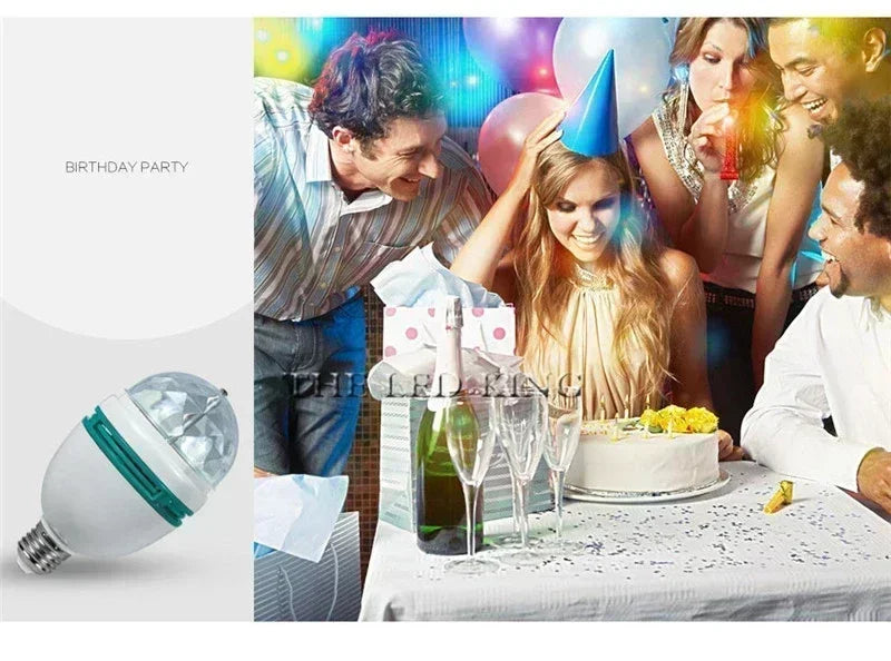 E27 Disco Light Rotating RGB Party Lamp LED Strobe Light Crystal Disco Bulb for Birthday Party Club Bar KTV Halloween Christmas