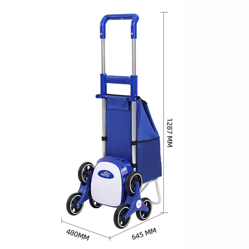Electric Shopping Cart Folding Silent Outdoor Portable Stair Climbing Machine with Wheel Storage Bag Shopping Car Household Item