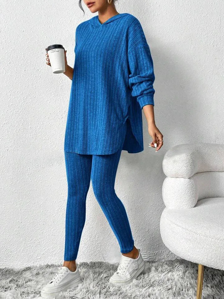 2025 Autumn and Winter European and American Women's Clothing Loose Hooded Long Sleeve Casual Trousers Thread Set