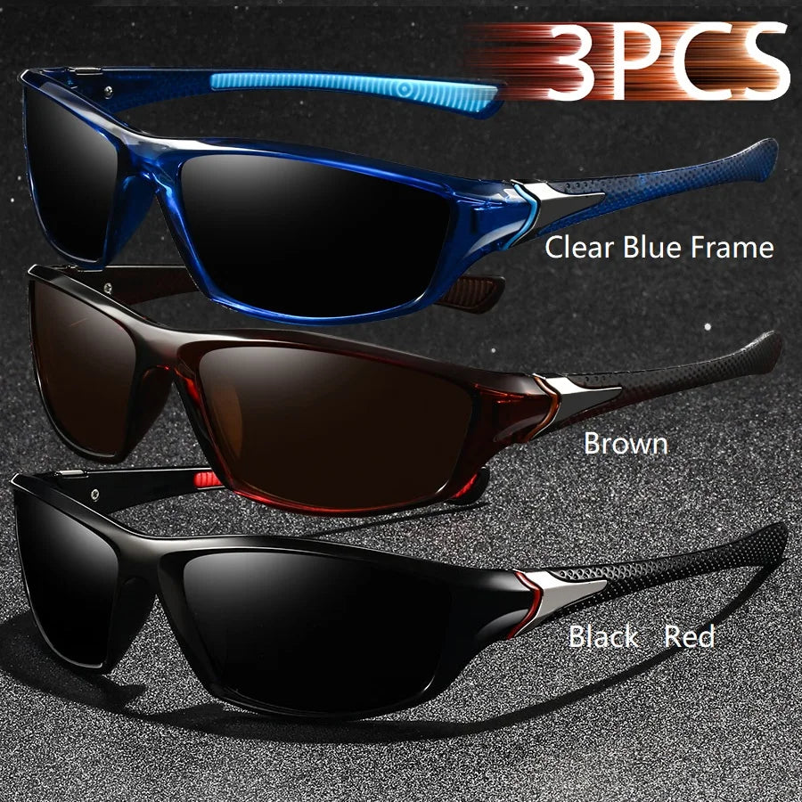 3PCS Fashion Vintage Driving Fishing Cycling Sports Sunglasses Men Women Running Mountaineering Sport Man Sun Glasses UV400