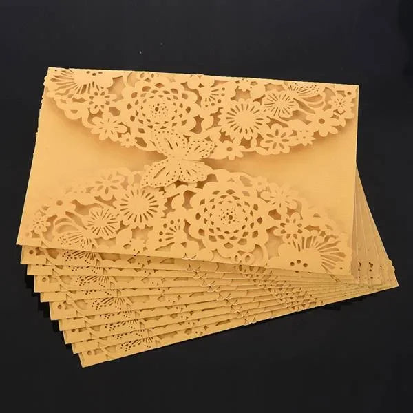 10pcs 3D Butterfly Wedding Invitation Card Flower Bithday Cards Girl Debut Invitations Laser Cut Hollow Out Party Cards 5R size