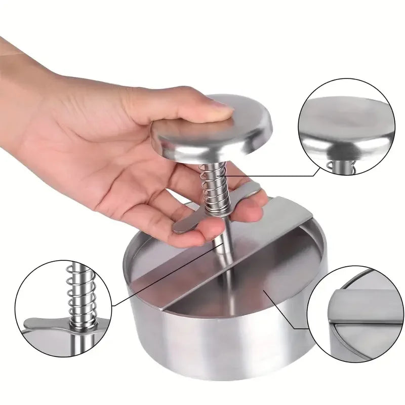1PC Stainless Steel Hamburger Patty Manual Meat Cheeseburger Press Round Diy Patty Meat Dumpling Wrapper Kitchen Supplies Tools