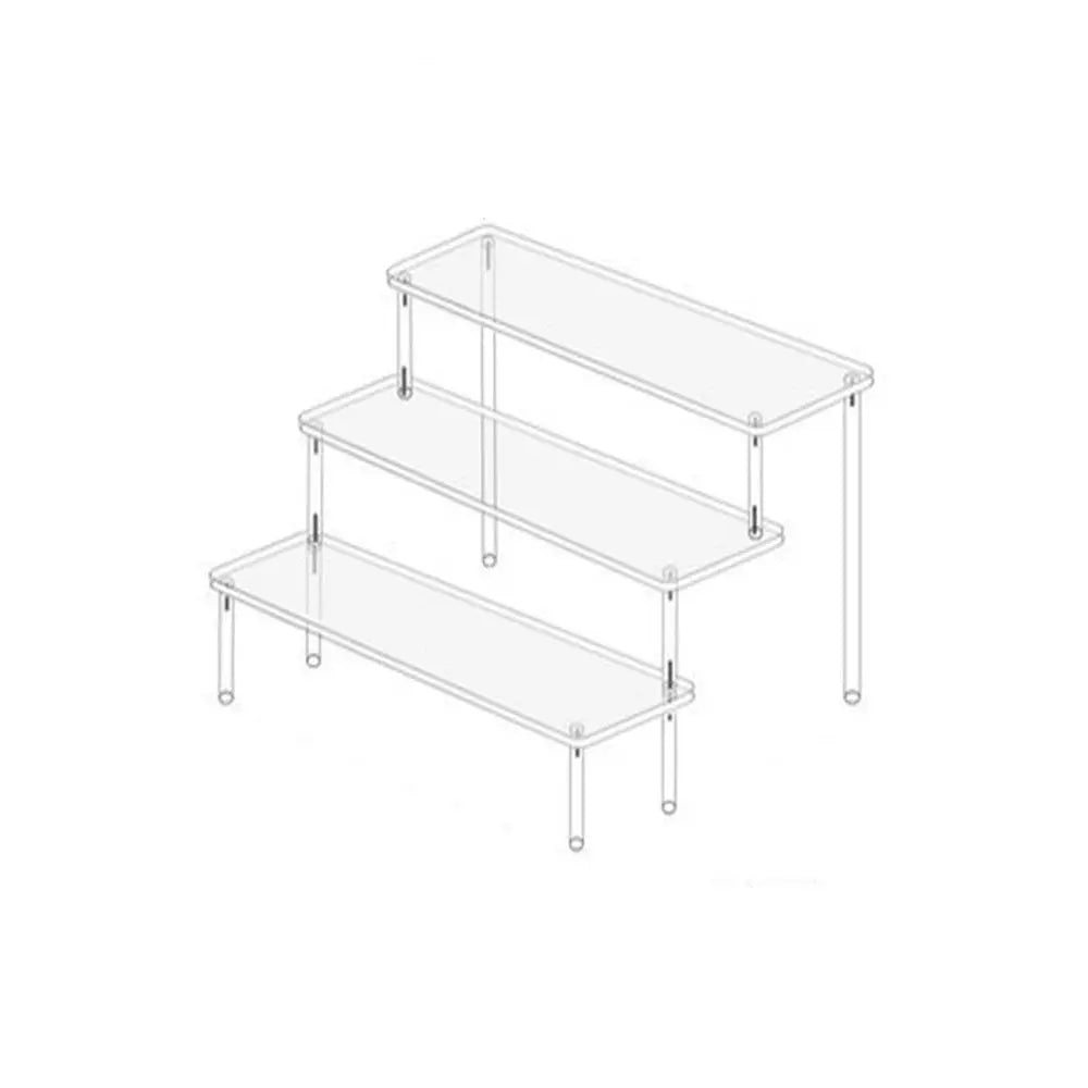 1-5 Tier Acrylic Display Stand Durable Display Rack For Cupcake Perfume Doll Transparent Trapezoidal Blind Box Storage Shelf
