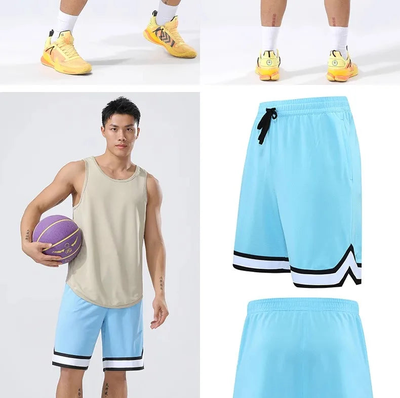 Basketball Pants Sports Running Training Casual Pants Five-point Basketball Shorts Double-sided Zipper Pocket Fitness Men Loose