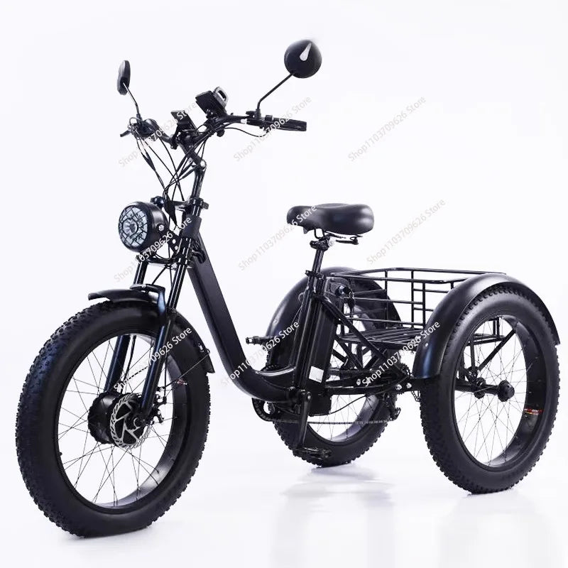 24inch Adult Electric Cargo Tricycle bike 3 wheel Fat tire bicycle scooter motorized electric tricycles E trike for transport