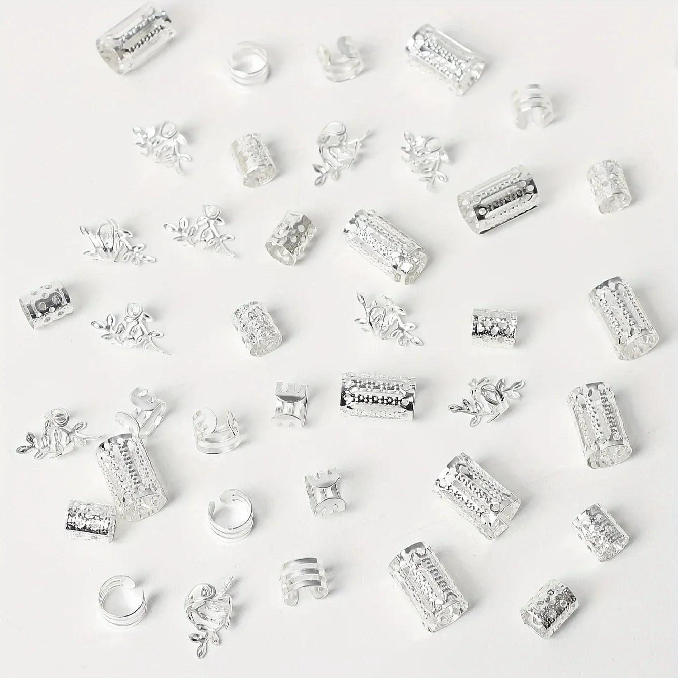 40pcs African Hair Braids mix Hair Braider Metal Hair Rings Beads Cuffs Tubes Charms Hollow Out Dread Decoration Accessories