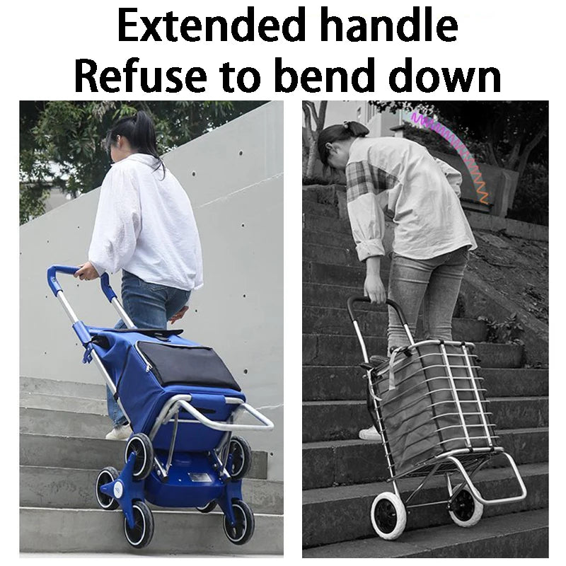Electric Climbing Shopping Cart Large Capacity Silent Electric Handcart Household Portable Foldable Shopping Bag with Wheels