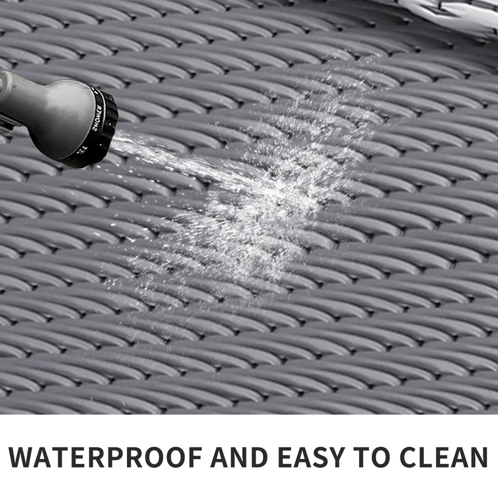 6' x 9' Outdoor Mat with Ground Pegs - Durable PP Material, Gray and White Grid Pattern, Perfect for Patio, Camping and Outdoor