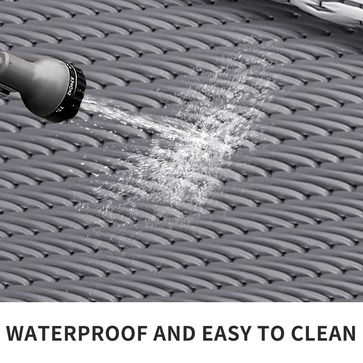6' x 9' Outdoor Mat with Ground Pegs - Durable PP Material, Gray and White Grid Pattern, Perfect for Patio, Camping and Outdoor